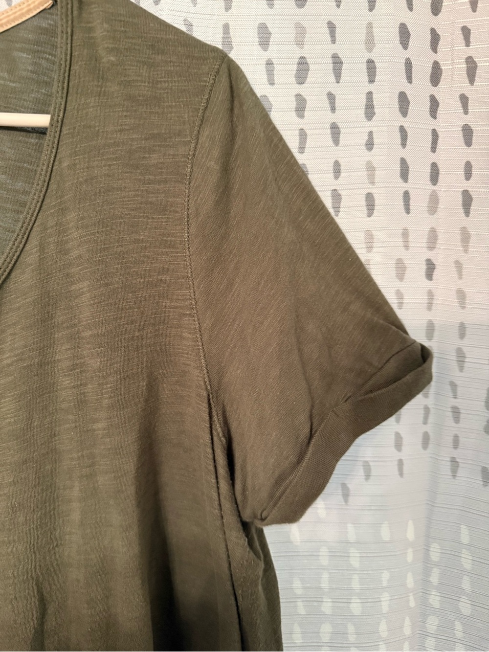 Anthropologie Relaxed Henley Scoop Neck Top - Olive Green - Picture 5 of 6